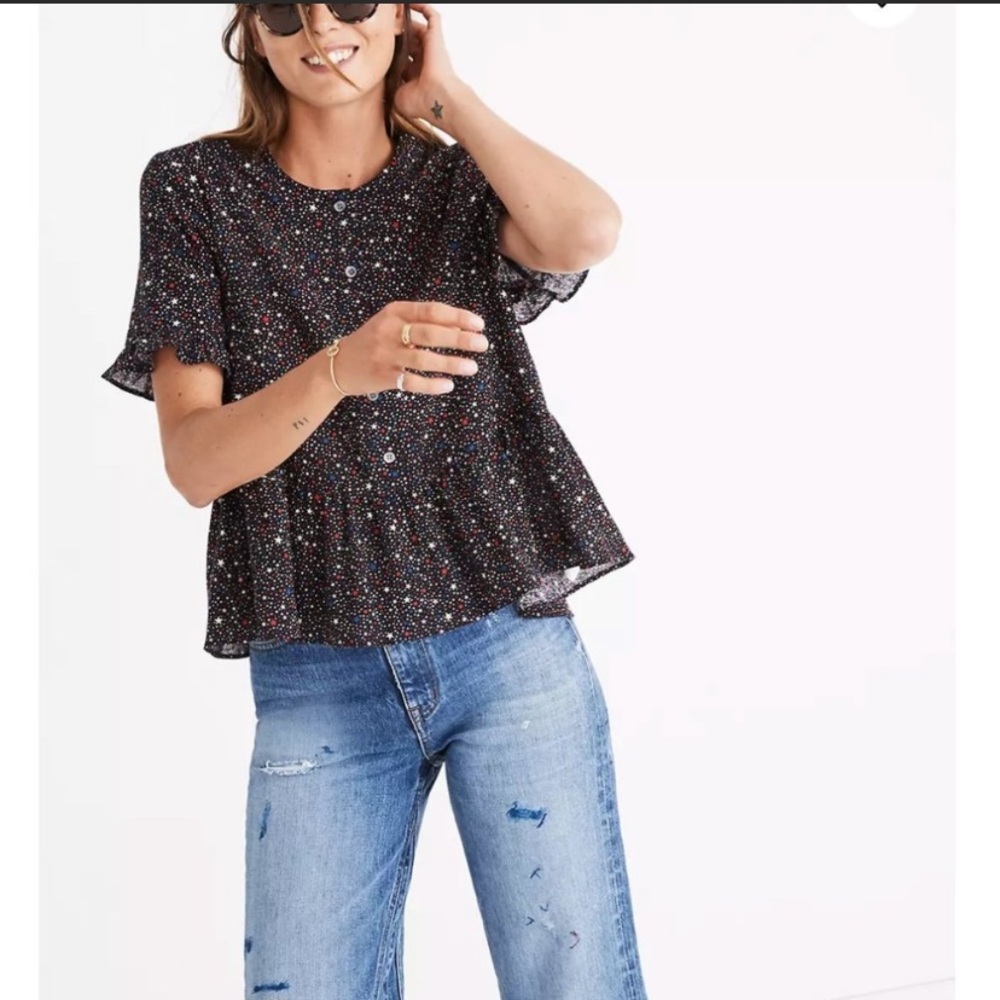 Madewell Star Ruffle Buttoned Blouse